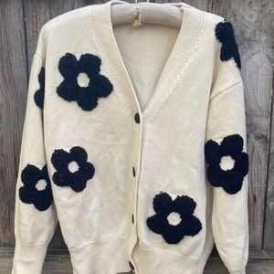Cider black flower cardigan
